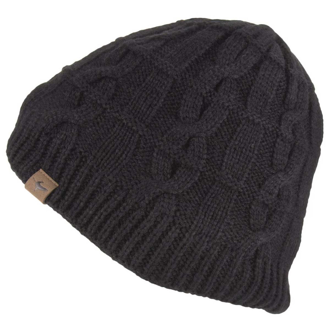 SEALSKINZ Hat - Waterproof Cold Weather Cable Knit Beanie Hat - Black