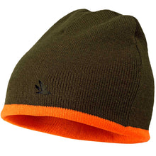 Load image into Gallery viewer, SEELAND Ian Reversible Beanie Hat - Hi-vis Orange / Pine Green
