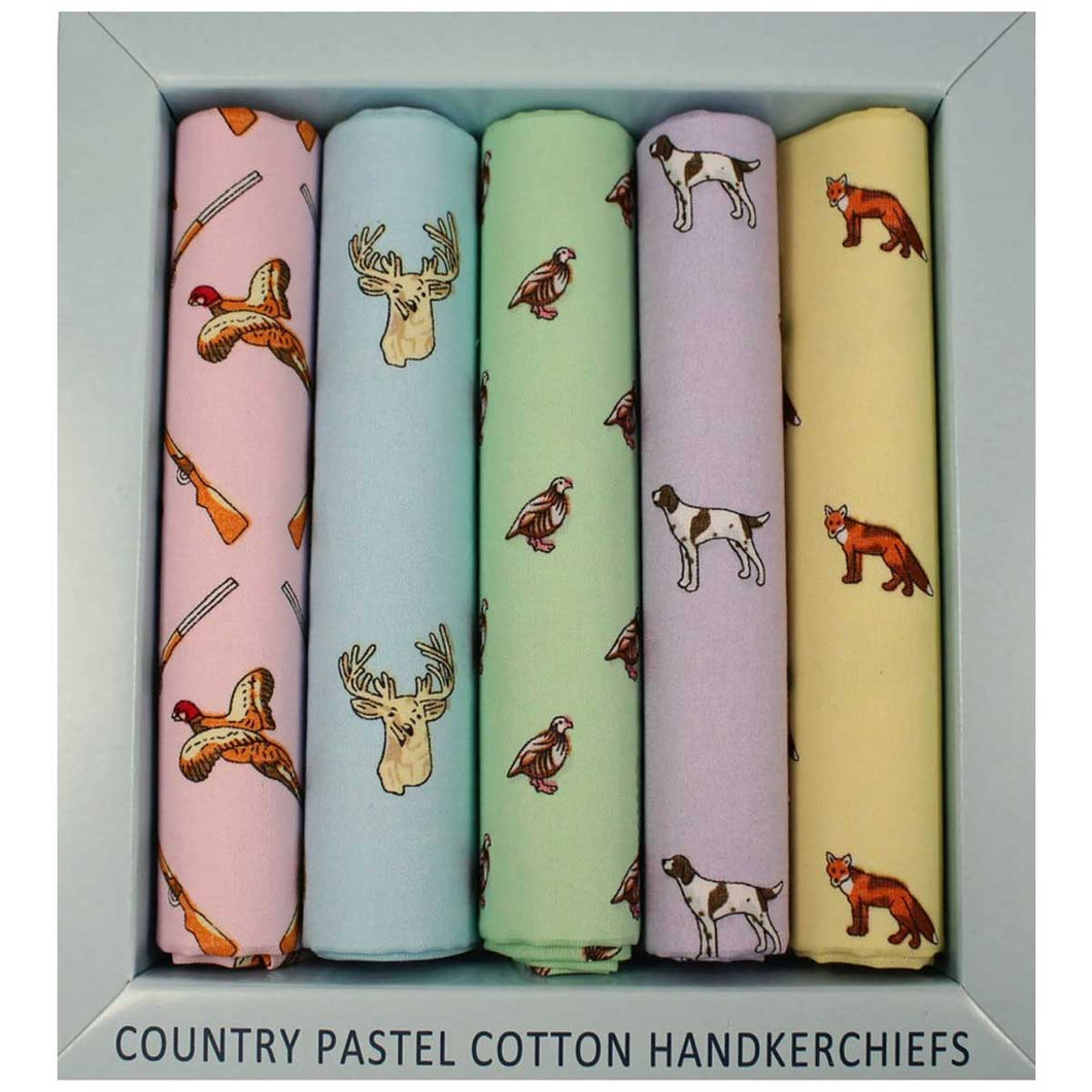Soprano - 5 Cotton Hankies Gift Set - Country Pastel