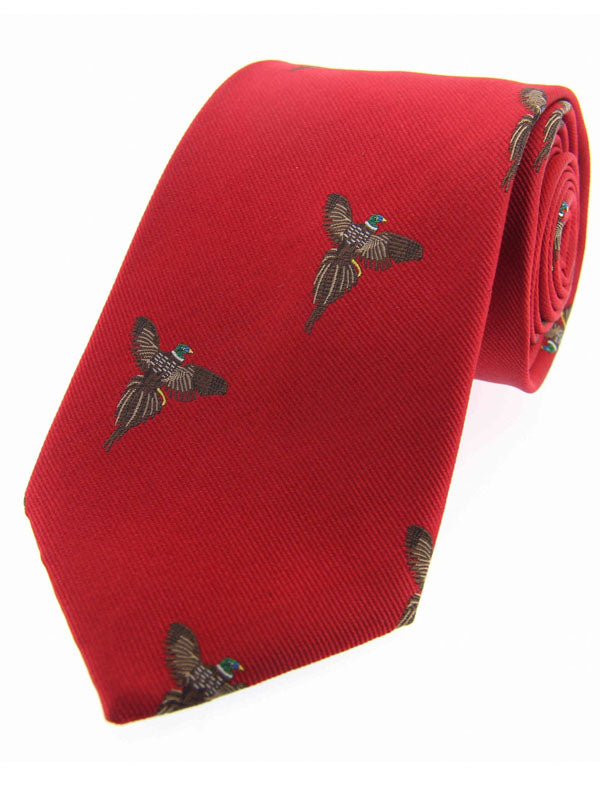 Soprano - Red Flying Pheasants Woven Silk Country Tie