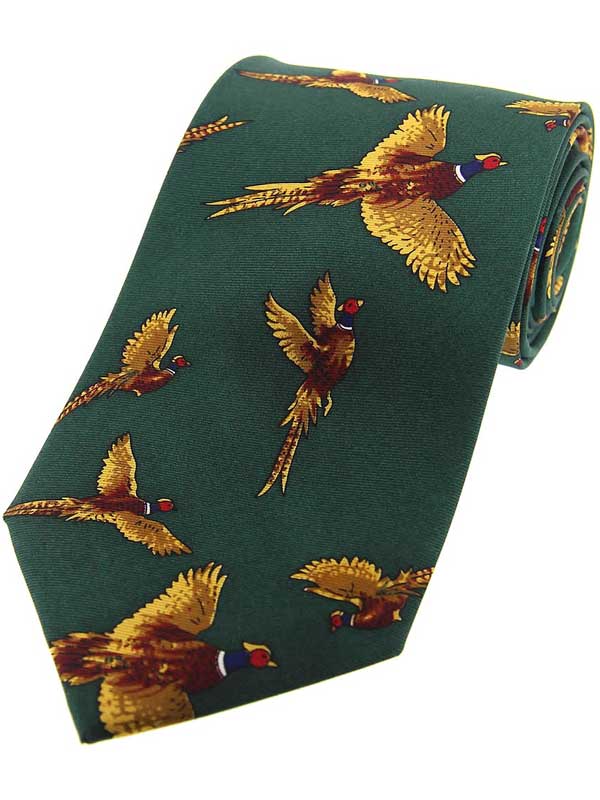 Soprano - Flying Pheasants Silk Country Green Tie