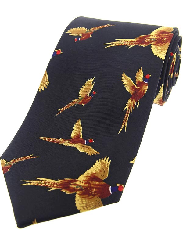 Soprano - Flying Pheasants Silk Country Navy Tie