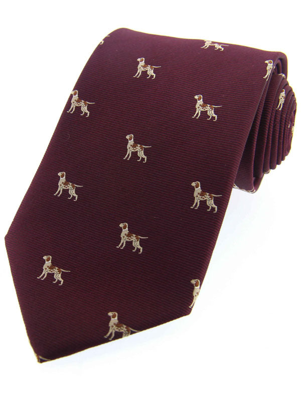 Soprano - Wine Pointer Dogs Woven Silk Country Tie