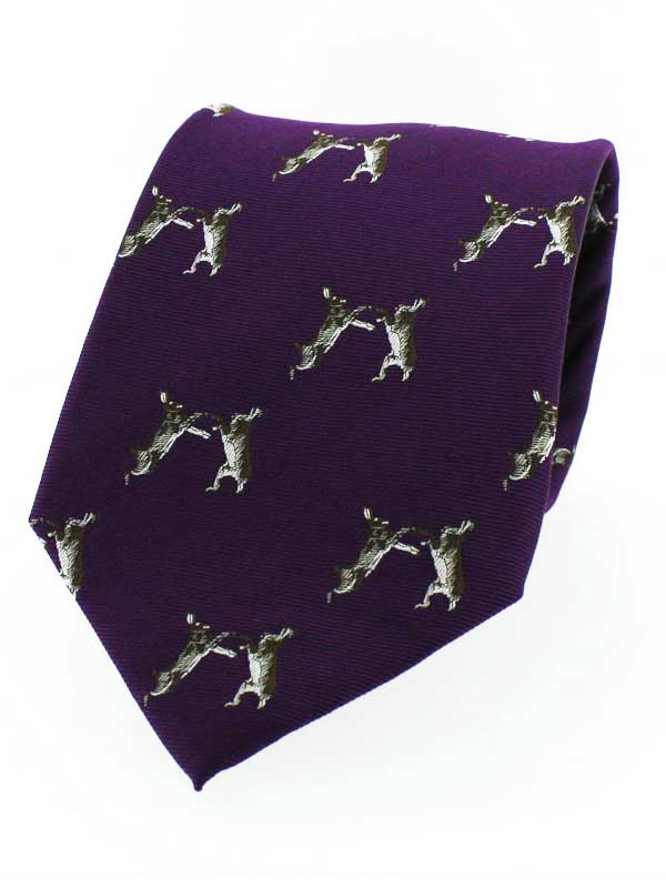 Soprano - Purple Ground Hare Country Silk Tie