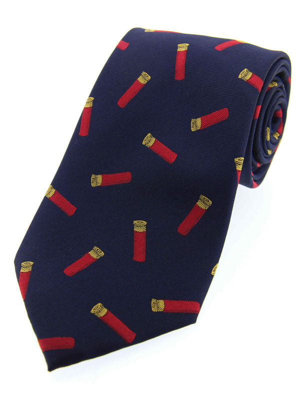 Soprano - Blue with Red Shotgun Cartridges Woven Silk Country Tie