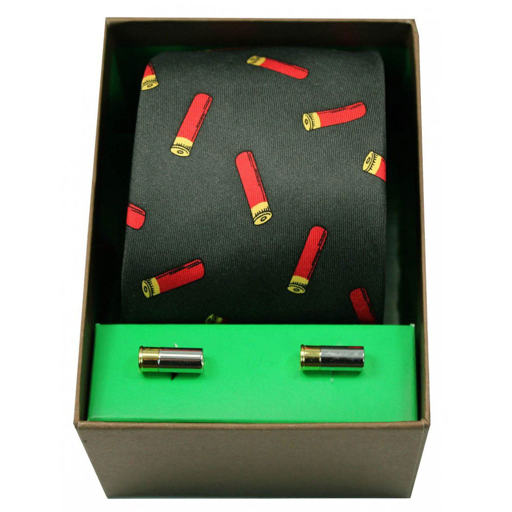 Soprano - Tie & Cufflink Gift Set - Gun Cartridges On Green