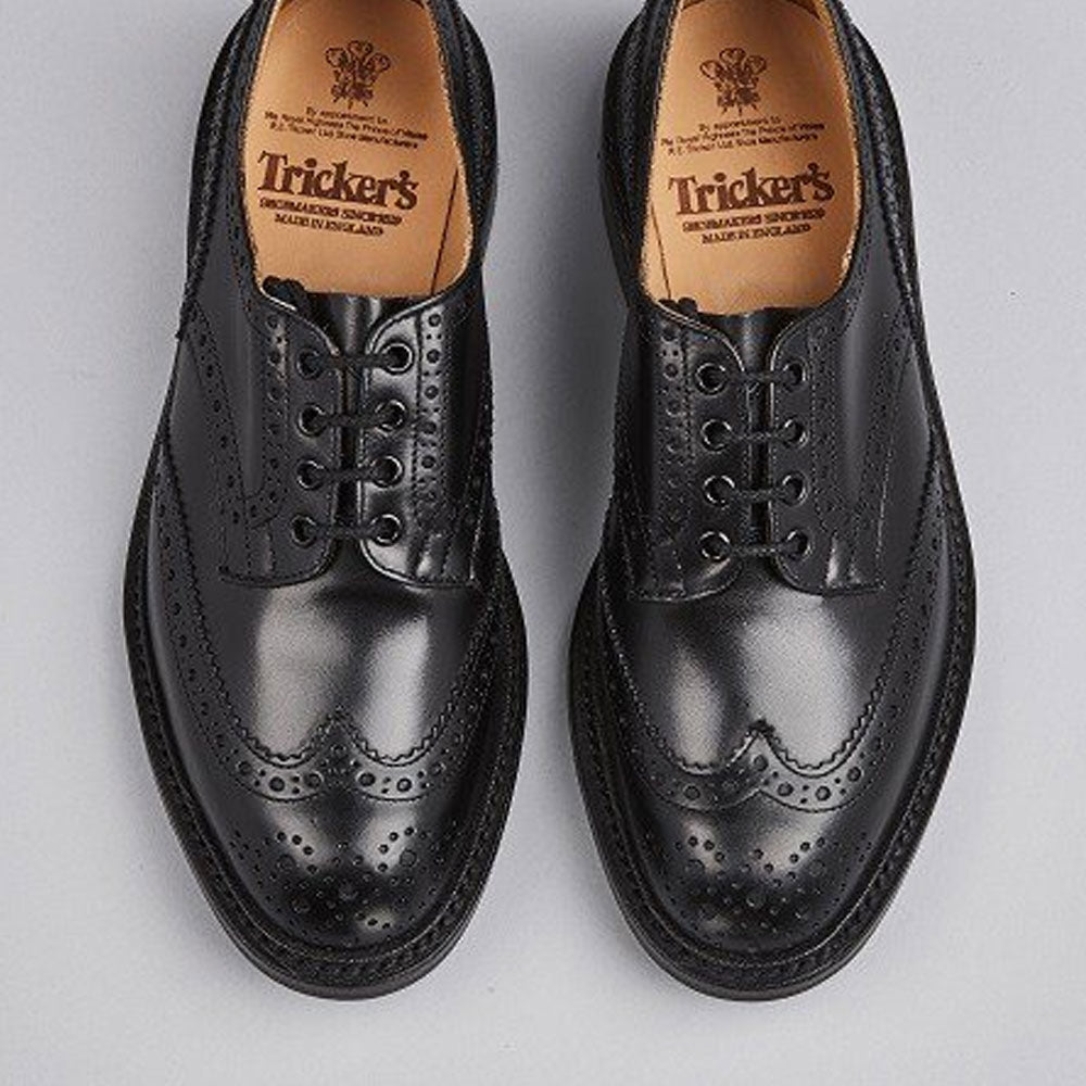 TRICKER'S Bourton Shoes - Mens Dainite or Leather Sole - Black