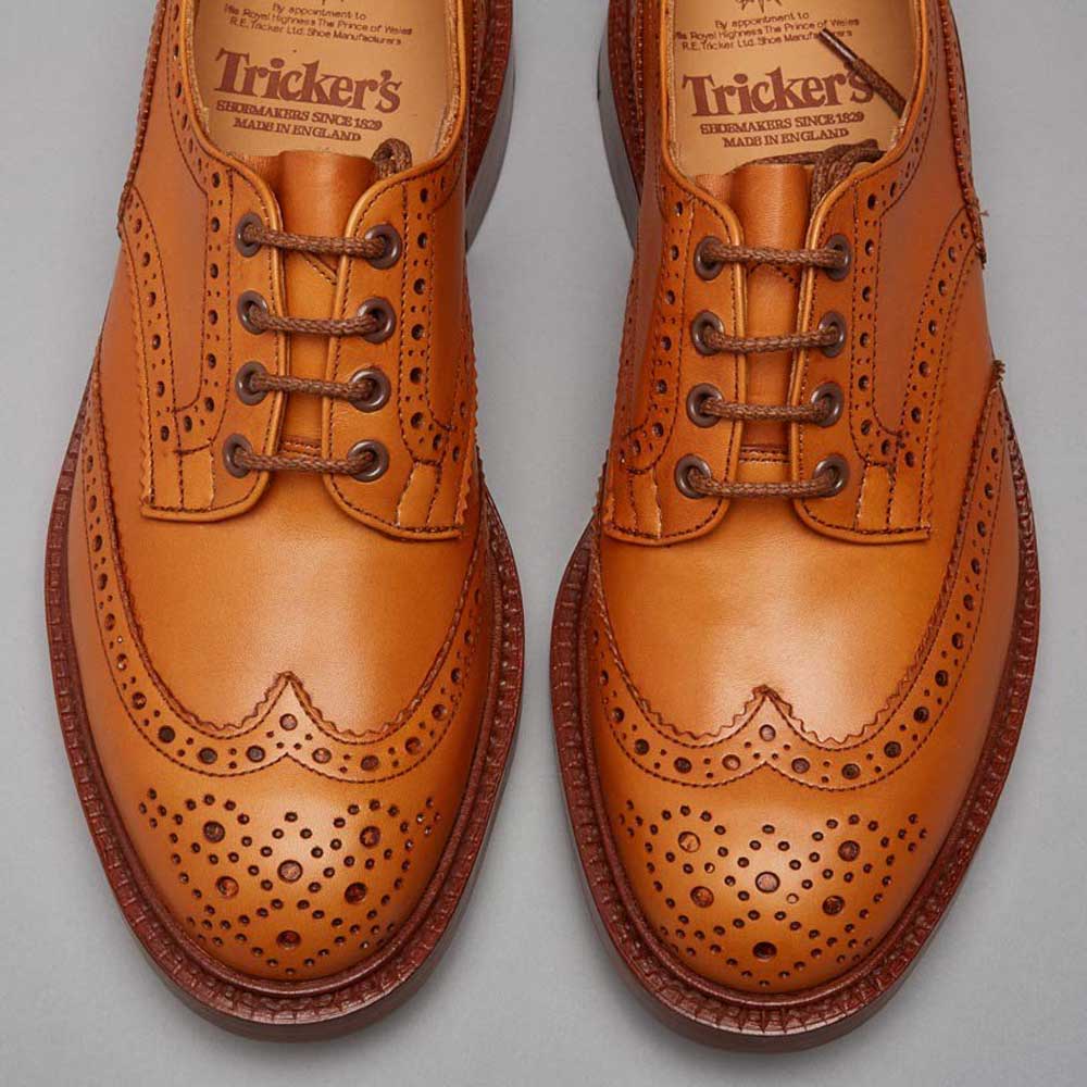 TRICKER'S Bourton Shoes - Mens Dainite or Leather Sole - Acorn