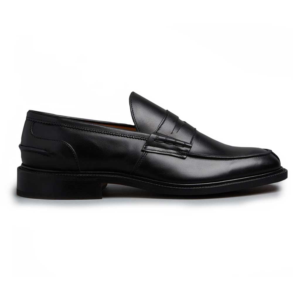 Tricker's James Penny Loafers - Leather Sole Black Calf