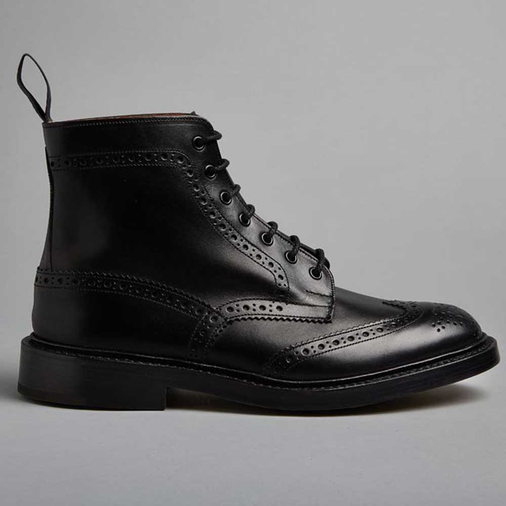TRICKER'S Stow Boots - Mens Dainite or Leather Sole - Black Calf