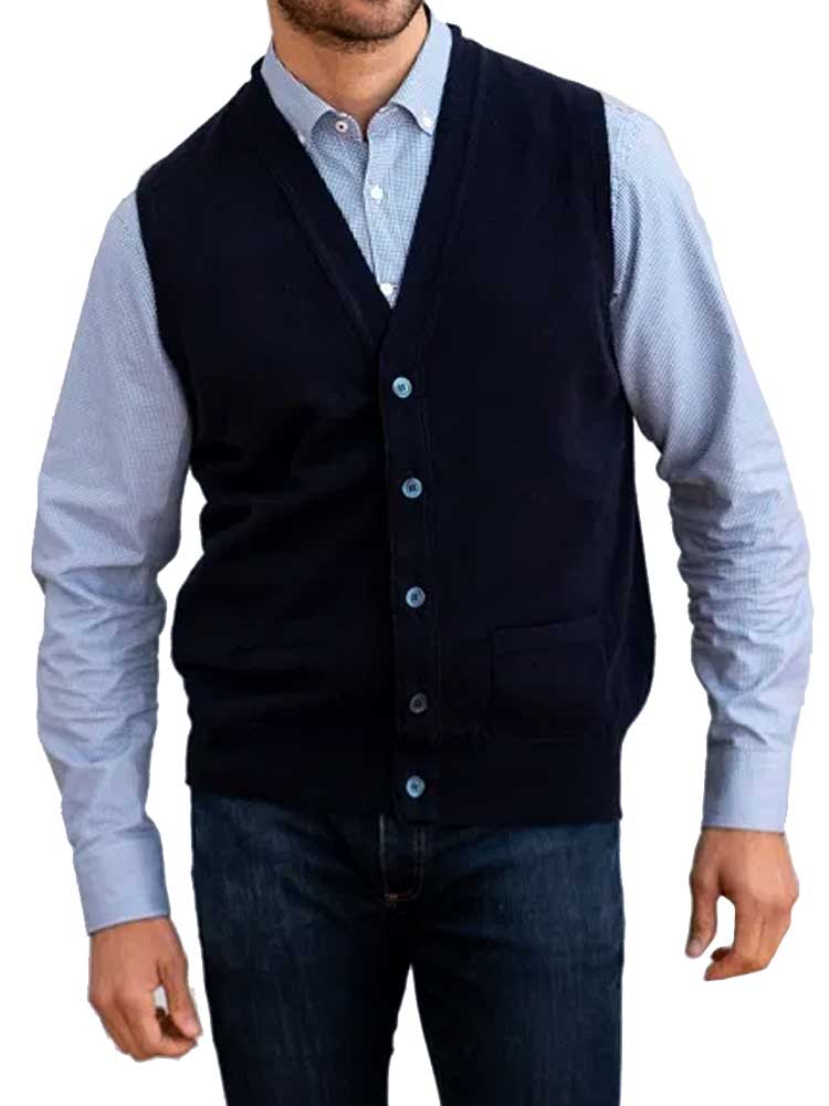 WILLIAM LOCKIE Waistcoat - Mens Oxton 1 Ply Cashmere - 4 Colour Options