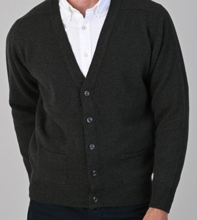40% OFF - WILLIAM LOCKIE Cardigan - Mens Leven 2 Ply Lambswool - Seaweed - Size: 50