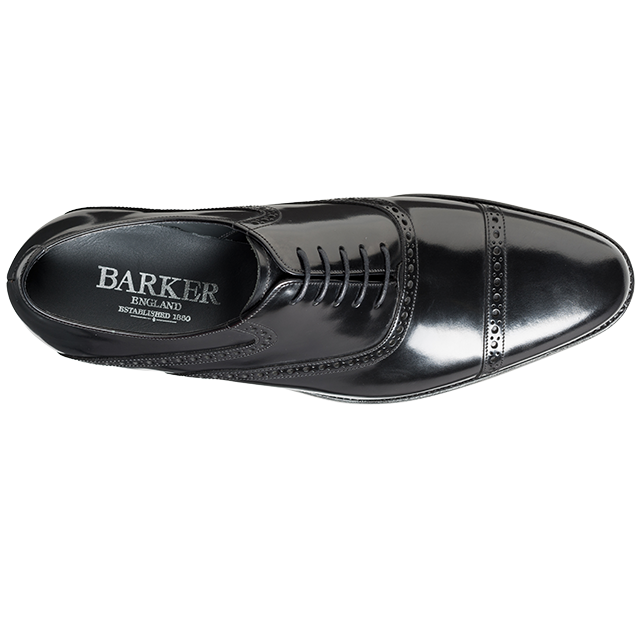 40% OFF BARKER Wilton Shoes - Mens Oxford Brogues - Black Polish Size UK 11G Barker Shoes